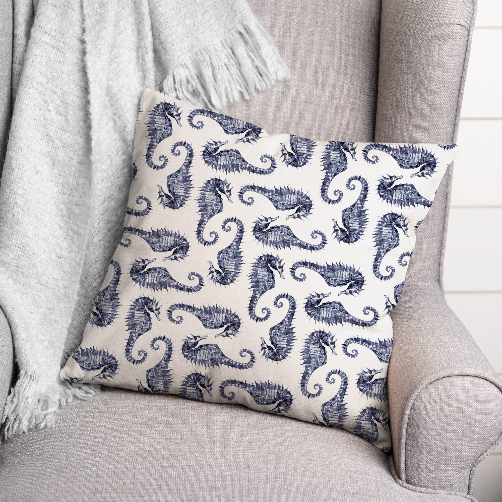 Seahorse Pattern 18" x 18" Indoor / Outdoor Pillow